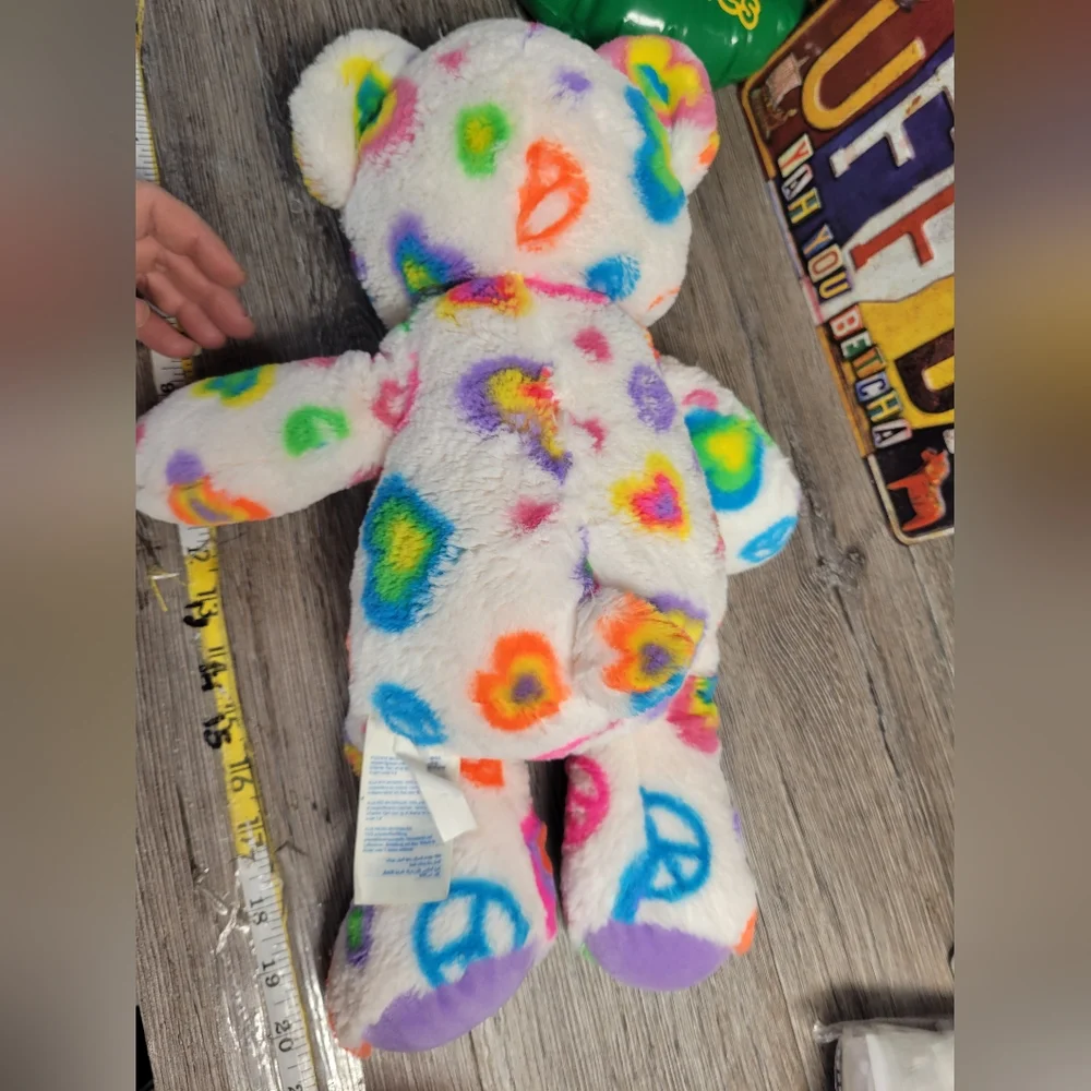 Build A Bear‎ Colorful Heart and Peace Sign Teddy Bear